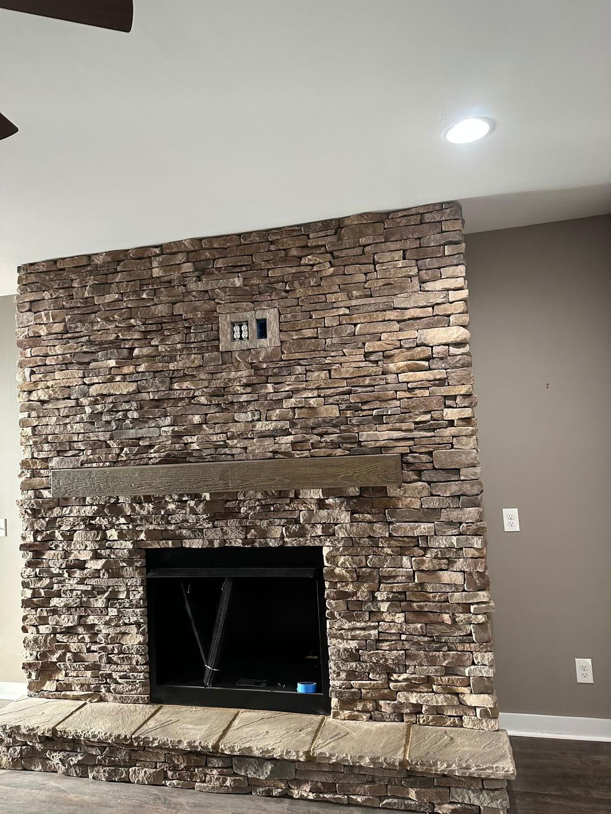 Stone fireplace
